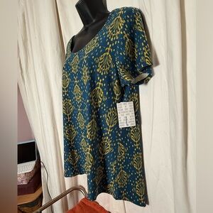 LuLaRoe | Floral Irma S/S Tunic Top | Color: Blue/Gold| Size: L | NWT